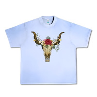 Grape Ice bull skull with rose and flowers Urban Heavy Tee - Artiststas