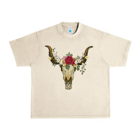 Sandshell bull skull with rose and flowers Urban Heavy Tee - Artiststas