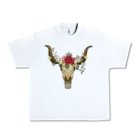 White bull skull with rose and flowers Urban Heavy Tee - Artiststas