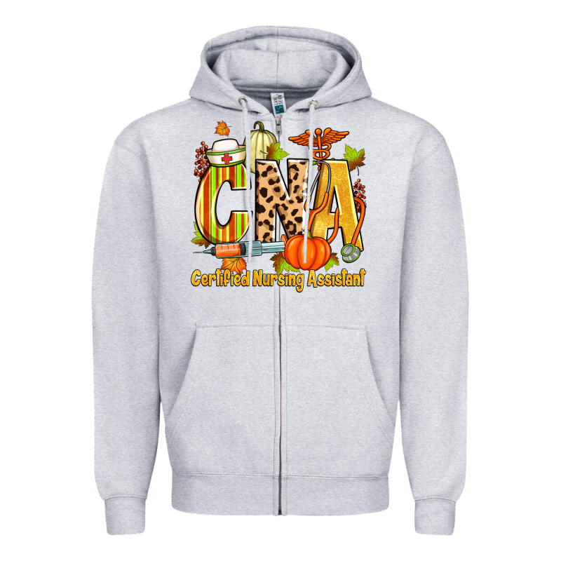 Fall Cna Certified Nursing Assistant Zipper Hoodie by Zillion Design Studio | Teevron