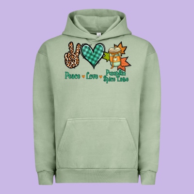 Peace Love Pumpkin Spice Latte Urban Hoodie Designed By Nancycooperartshop