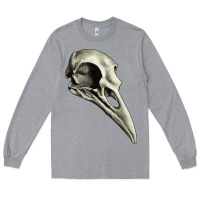 Heather Grey Raven Skull Long Sleeve Tee - RanaPortraitStore