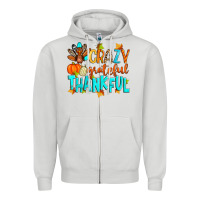 Dove Grey crazy grateful thankful Zipper Hoodie - Zillion Design Studio