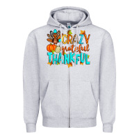 Heather Grey crazy grateful thankful Zipper Hoodie - Zillion Design Studio