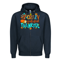 Navy crazy grateful thankful Zipper Hoodie - Zillion Design Studio