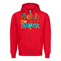 Red crazy grateful thankful Zipper Hoodie - Zillion Design Studio