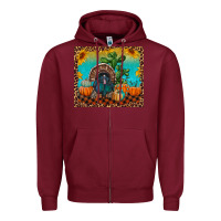 Burgundy turkey and pumpkins Zipper Hoodie - RanaPortraitStore
