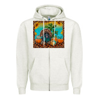 Oatmeal Heather turkey and pumpkins Zipper Hoodie - RanaPortraitStore