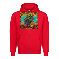 Red turkey and pumpkins Zipper Hoodie - RanaPortraitStore