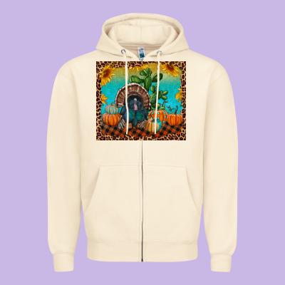 Turkey And Pumpkins Zipper Hoodie Designed By Ranaportraitstore