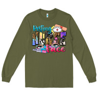 Army Green resting nurse face Long Sleeve Tee - Zillion Design Studio
