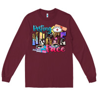 Burgundy resting nurse face Long Sleeve Tee - Zillion Design Studio