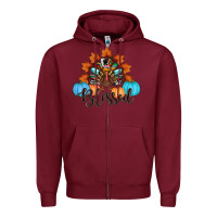Burgundy thanksgiving turkey pumpkin blessed Zipper Hoodie - RanaPortraitStore