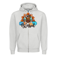 Dove Grey thanksgiving turkey pumpkin blessed Zipper Hoodie - RanaPortraitStore