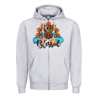 Heather Grey thanksgiving turkey pumpkin blessed Zipper Hoodie - RanaPortraitStore