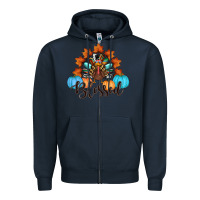 Navy thanksgiving turkey pumpkin blessed Zipper Hoodie - RanaPortraitStore
