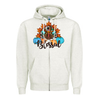 Oatmeal Heather thanksgiving turkey pumpkin blessed Zipper Hoodie - RanaPortraitStore