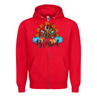 Red thanksgiving turkey pumpkin blessed Zipper Hoodie - RanaPortraitStore