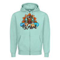 Seafoam thanksgiving turkey pumpkin blessed Zipper Hoodie - RanaPortraitStore