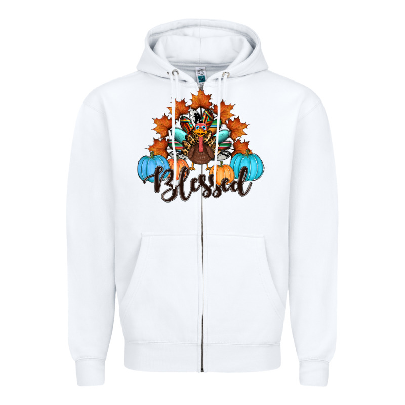 Thanksgiving Turkey Pumpkin Blessed Zipper Hoodie by RanaPortraitStore | Teevron