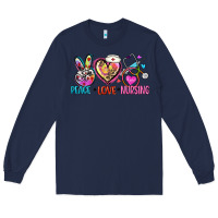 Navy peace love nursing Long Sleeve Tee - Zillion Design Studio