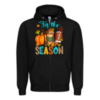 Black 'tis the season american  football Zipper Hoodie - Zillion Design Studio