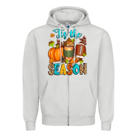 Dove Grey 'tis the season american  football Zipper Hoodie - Zillion Design Studio