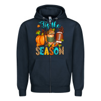 Navy 'tis the season american  football Zipper Hoodie - Zillion Design Studio