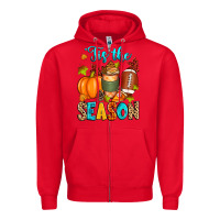Red 'tis the season american  football Zipper Hoodie - Zillion Design Studio