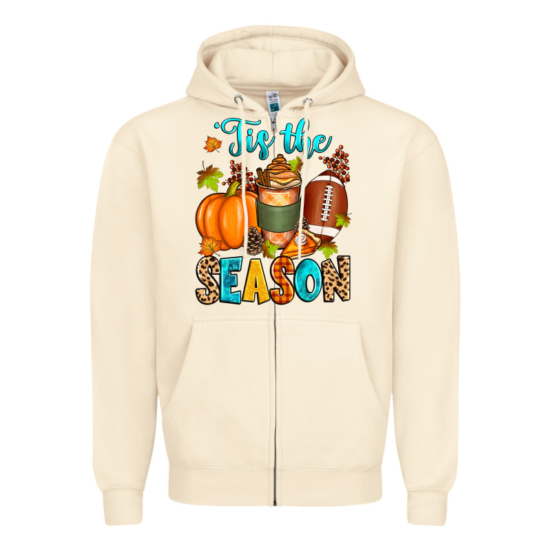 'tis The Season American  Football Zipper Hoodie by Zillion Design Studio | Teevron