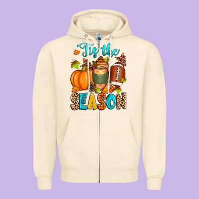 'tis The Season American  Football Zipper Hoodie Designed By Zillion Design Studio
