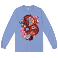 Colony Blue red dragon and sakura cherry blossoms Long Sleeve Tee - RanaPortraitStore