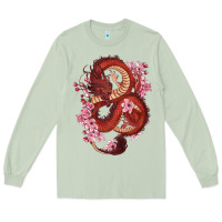 Matcha red dragon and sakura cherry blossoms Long Sleeve Tee - RanaPortraitStore