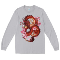 Moon Dust red dragon and sakura cherry blossoms Long Sleeve Tee - RanaPortraitStore
