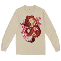 Mushroom red dragon and sakura cherry blossoms Long Sleeve Tee - RanaPortraitStore