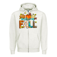 Oatmeal Heather welcome fall Zipper Hoodie - Zillion Design Studio