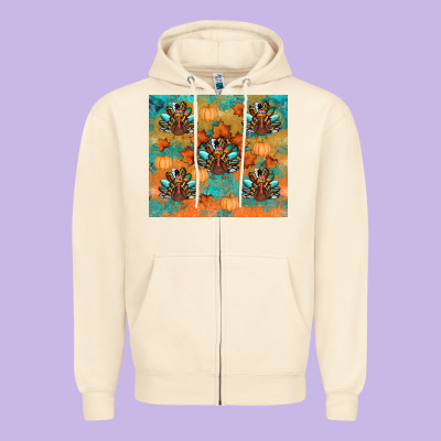 Thanksgiving Turkey Fall Zipper Hoodie Designed By Ranaportraitstore
