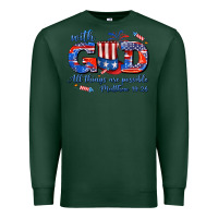 Sports Green with god all things are possible usa Premium Sweatshirt - AdoDesignShop