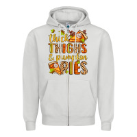 Dove Grey thick thighs and pumpkin pies Zipper Hoodie - Zillion Design Studio