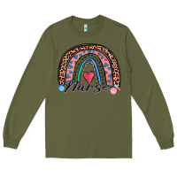 Army Green nurse rainbow Long Sleeve Tee - Zillion Design Studio
