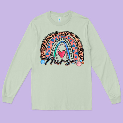 Nurse Rainbow Long Sleeve Tee Designed By Zillion Design Studio
