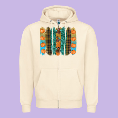Thanksgiving Brushstrokes Zipper Hoodie Designed By Ranaportraitstore