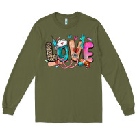 Army Green love nurse Long Sleeve Tee - Zillion Design Studio
