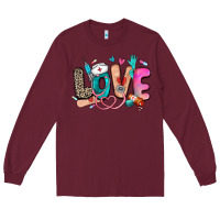 Burgundy love nurse Long Sleeve Tee - Zillion Design Studio