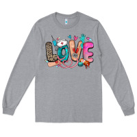 Heather Grey love nurse Long Sleeve Tee - Zillion Design Studio
