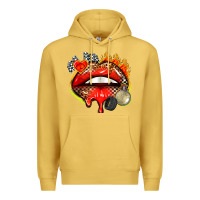 Antique Gold race lips Premium Hoodie - AdoDesignShop