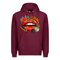 Burgundy race lips Premium Hoodie - AdoDesignShop
