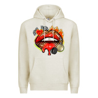 Oatmeal Heather race lips Premium Hoodie - AdoDesignShop