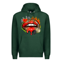 Sports Green race lips Premium Hoodie - AdoDesignShop