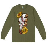 Army Green sport baseball  lightning bolt Long Sleeve Tee - texasbilliewilder